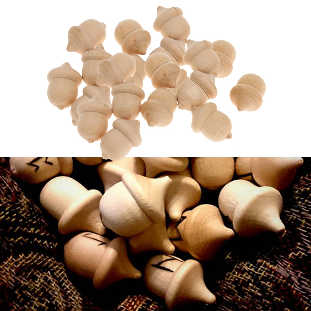 

100Pcs Unpainted Wood Acorns - DIY Natural Wooden Acorn for Arts Crafts Children Kid Drawing Toys Handmade
