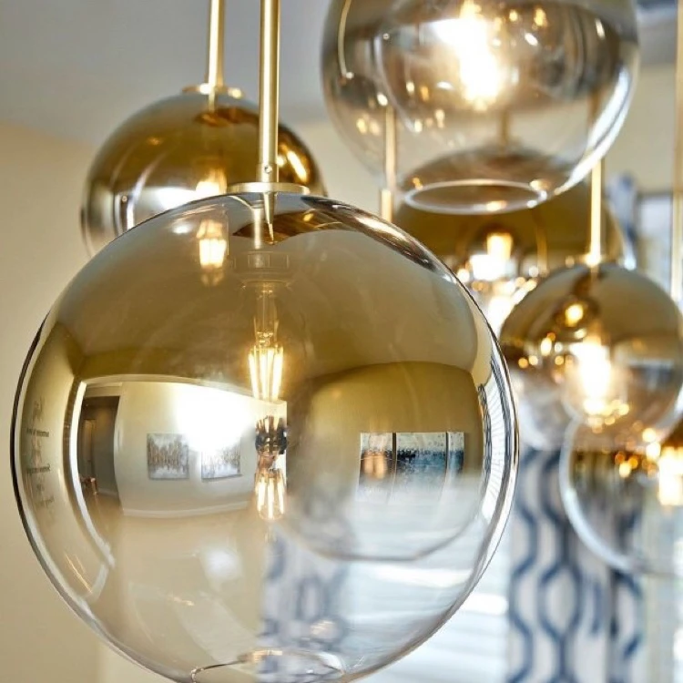 Набор из 3 LukLoy Лофт современный подвесной светильник серебристо-золотой стеклянный шар подвесной светильник висячий светильник кухонный светильник закрепленный для столовой гостиной
