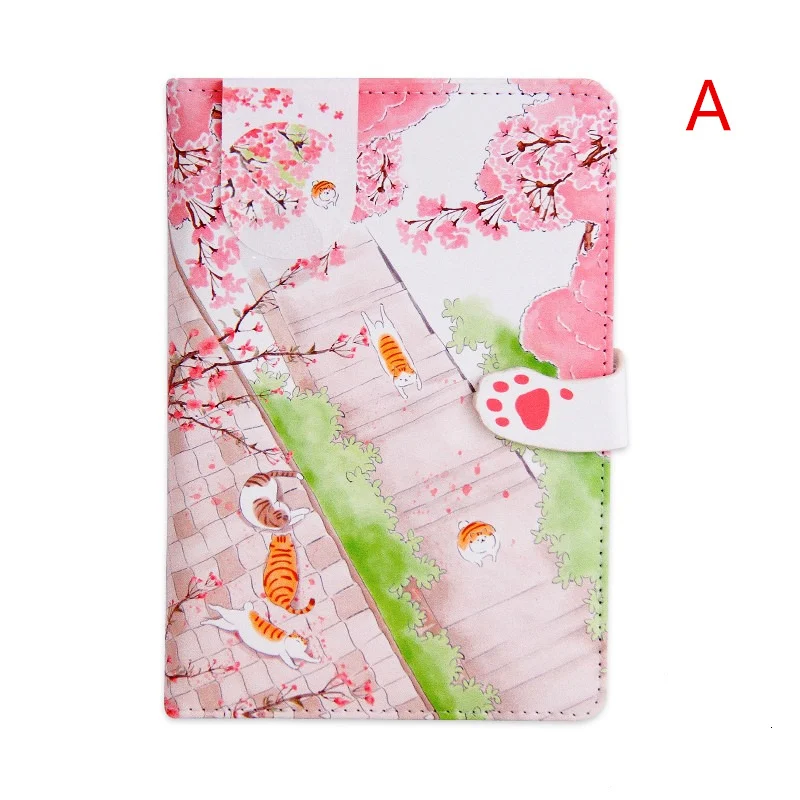 "Sakura Cat v3" Faux Leather Journal Diary Cute Journal Study Notebook Notepad Beautiful Stationery Gift