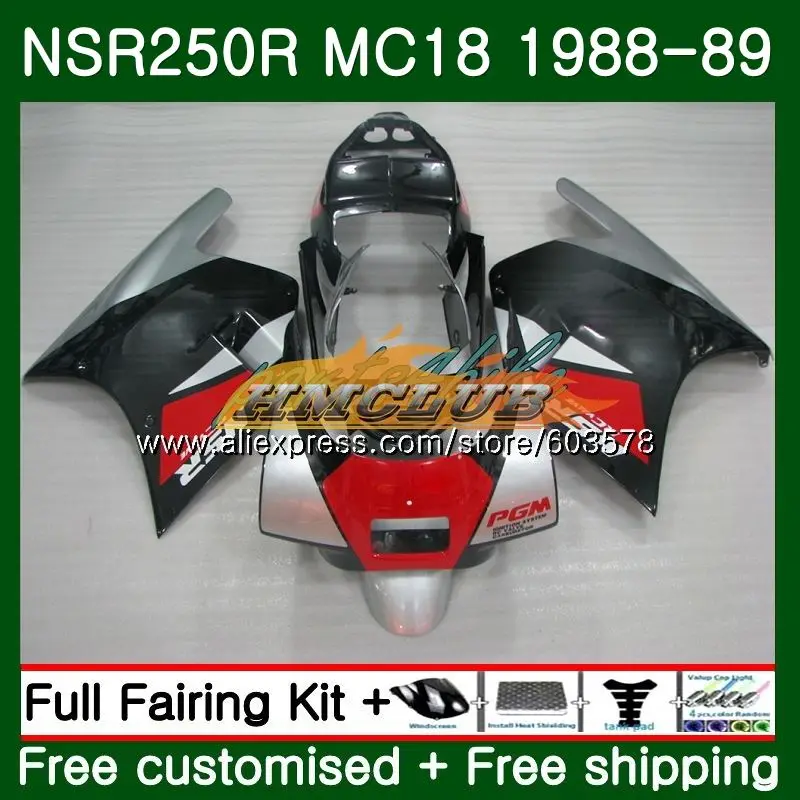 Комплект для HONDA NSR 250 R MC18 PGM2 СМП 250R NS250 NSR250R 1988 1989 Черный Серебристый 100CL. 26 MC16 NSR250 R RR NSR250RR 88 89 обтекатель