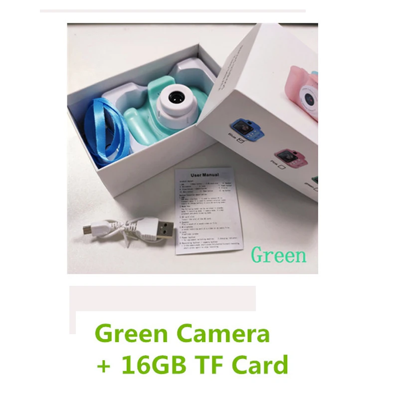 Детская мини цифровая камера электронные игрушки с 16 Гб карты памяти Детская цифровая камера s игрушки для детей день рождения Рождественский подарок - Цвет: 16GB Green Camera