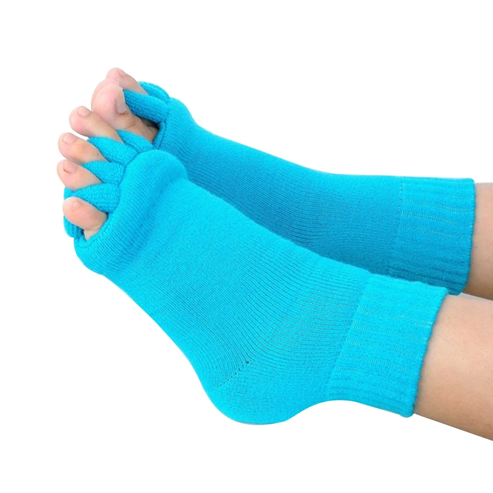 1 пара, открытые носки с пятью пальцами, ортопедические разделители для пальцев ног, женские хлопковые осенние зимние однотонные дышащие массажные носки для ног