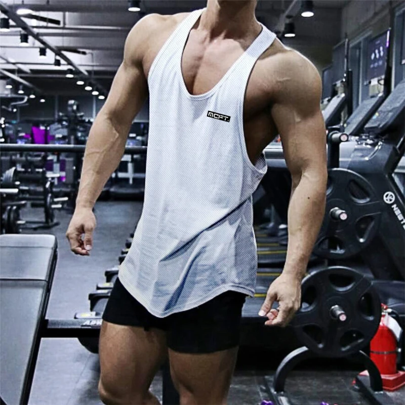 

Muscle Guys New Mesh Men's Tank Top Casual Sports Workout Man Singlets Gym Fitness Clothing Bodybuilding Sleeveless Vest