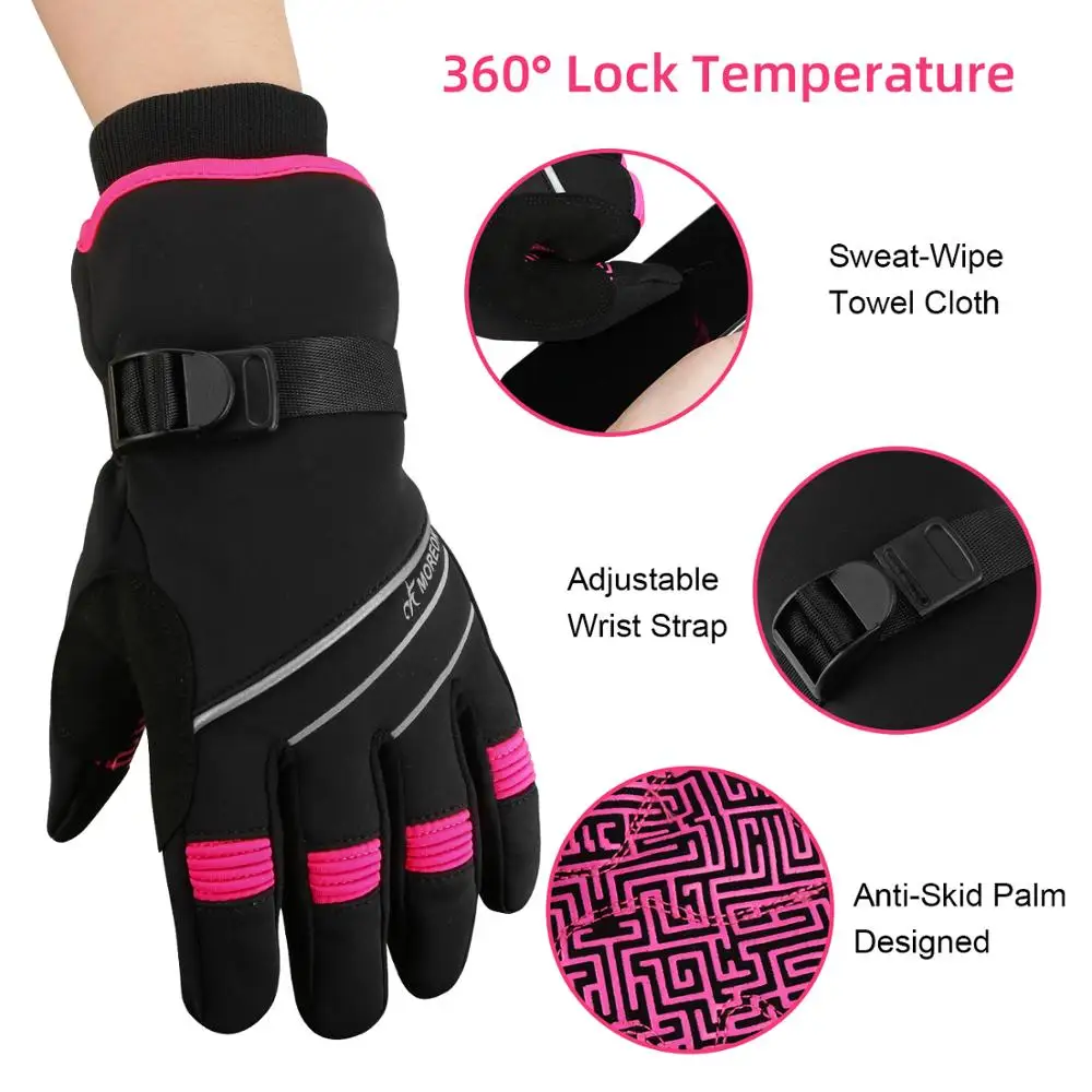 MOKANI Winter Thermal Gloves, Touch Screen Non-slip Cycling Gloves Windproof Splash-proof Running Gloves With Warm Fleece Lining For Men Women Driving - View #4
