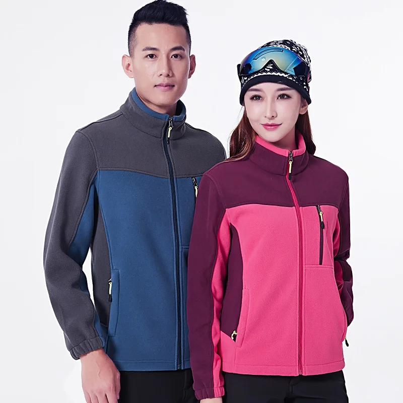 COUPLE'S Outdoor Fleece Color Panel Stand-Collar Polar Fleece Jacket Autumn