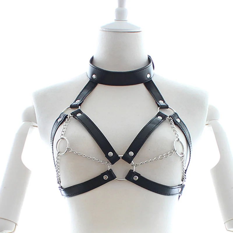 

Exposed Bra Chastity Belt Sexy Sex Game Adult Leather Chest Lingerie Harness for Women Fetish Slave Bondage Restraints Underwear