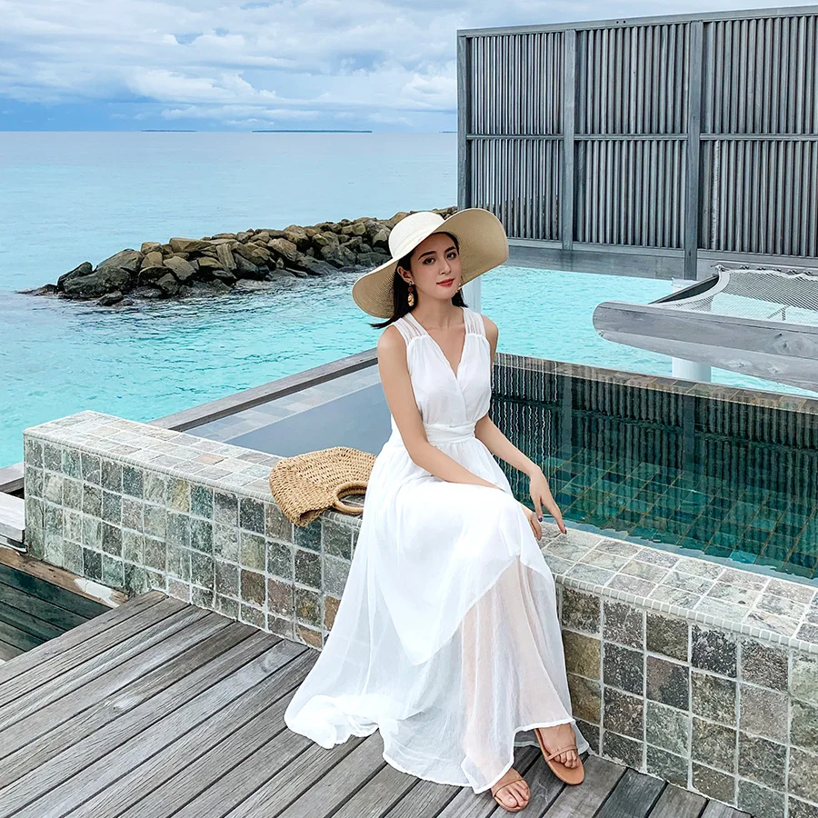 Ach женское длинное платье Maldives Sanya для морского курорта в Таиланде сексуальное с