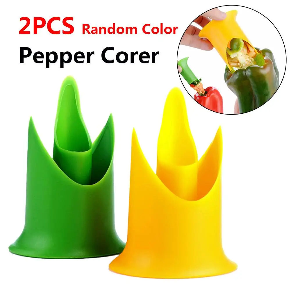 2in1 Pepper Chili Bell Jalapeno Corer Seed Remover Green Pepper Chili Cutter Corer Slicer Fruit