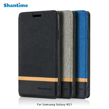

Canvas PU Leather Phone Bag Case For Samsung Galaxy M21 Flip Case For Samsung Galaxy M21 Business Case Soft Silicone Back Cover