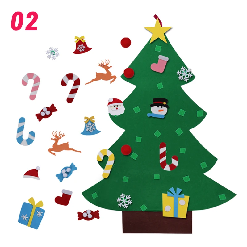 02 Christmas Tree Теплая Рождественская вечеринка, войлок, Рождественская елка, снеговик, лось, наклейка, висячая сумка для хранения, Merry christmas, подарки на год - Цвет: 02 Christmas Tree