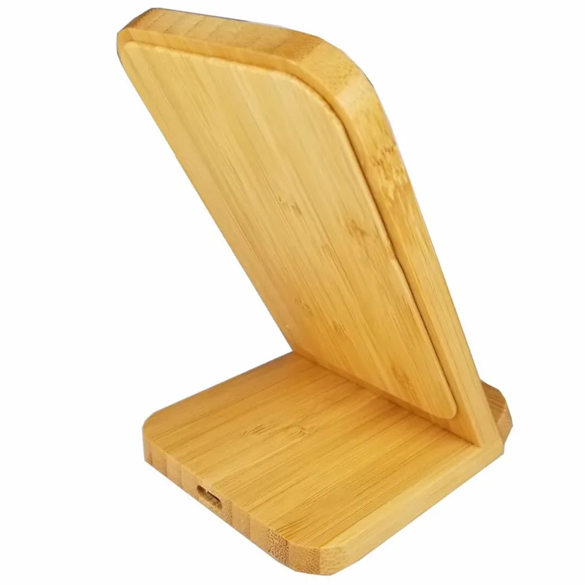 Беспроводная Индукционная зарядная док станция Qi из бамбукового дерева для Iphone