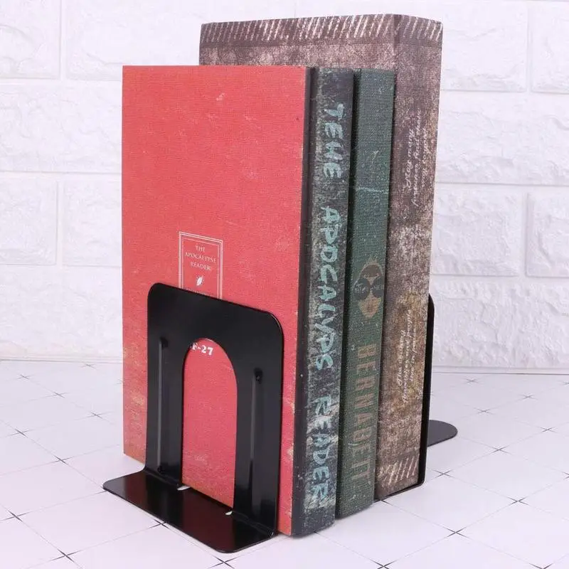 1 пара, черные металлические подставки для книг, настольные инструменты для хранения книг, держатель для книг, подставки, металлические Нескользящие подставки для книг, подставки для книг M9K5