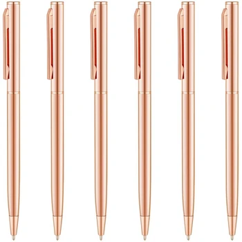 

Slim Metallic Retractable Ballpoint Pens - Rose Gold, Nice Gift for Uniform Office Students Teachers Wedding Christmas, Medium P