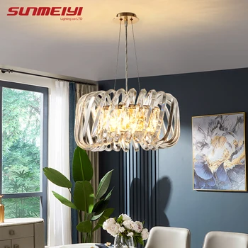 

Minimalist Led Pendant Lights Crystal Hanging Lamp Bedroom decor Modern Indoor Lighting For Kitchen Living room lustre pendente