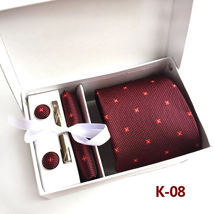 

Male Necktie Formal Tie Suit Blue Floral 8cm Cravat Polka Dot Neckwear Hanky Tie Bar Sleeve Button Set Gift Box Packing Gravata