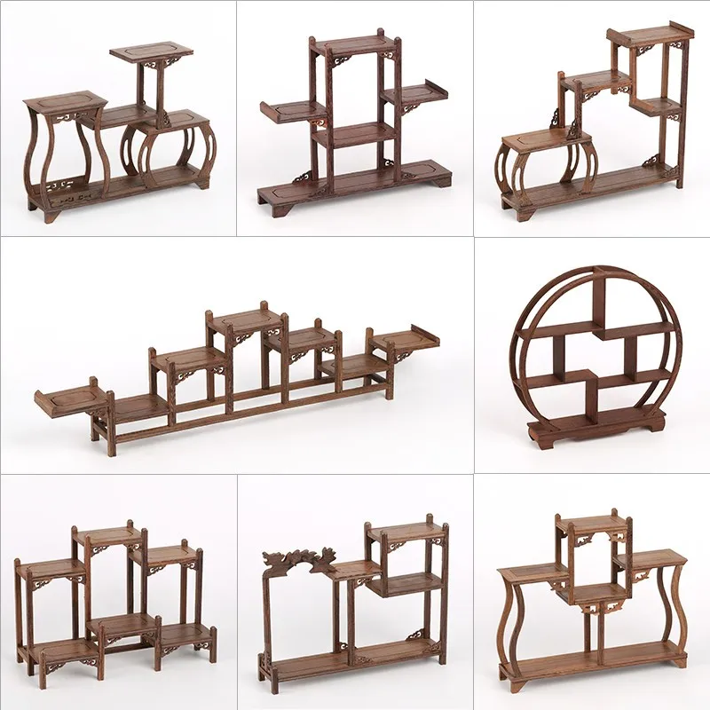 Solid wood teapot tea set rack small Bo ancient chicken wing Duobao Pavilion Chinese display
