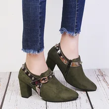 Женская прогулочная обувь; зимние ботинки; женские ботильоны на не сужающемся книзу массивном каблуке; Ботинки Челси на молнии с острым носком; замшевые ботинки; Botas Mujer