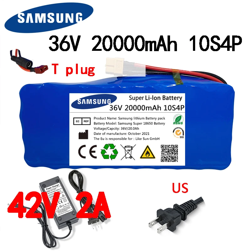 100% Original 36V battery 10S4P 20Ah pack 500W high power 42V 20000mAh Ebike electric bike BMS+42V2A Charger | Электроника
