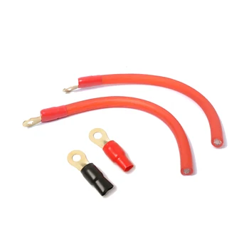 

2PCS Power Wires Copper 30cm Cables Audio Conversion Power Cord Car Amplifier Power Battery Wires + 2PCS Terminals