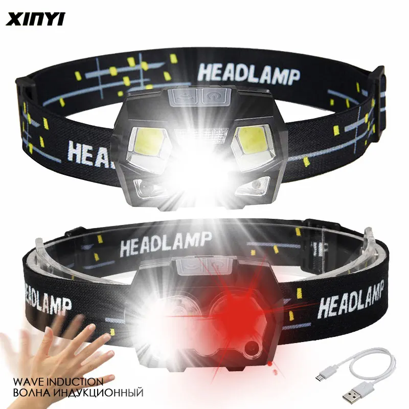 2020New 8000LM LED Headlamp 1200mAh Built in Battery inductive sensor