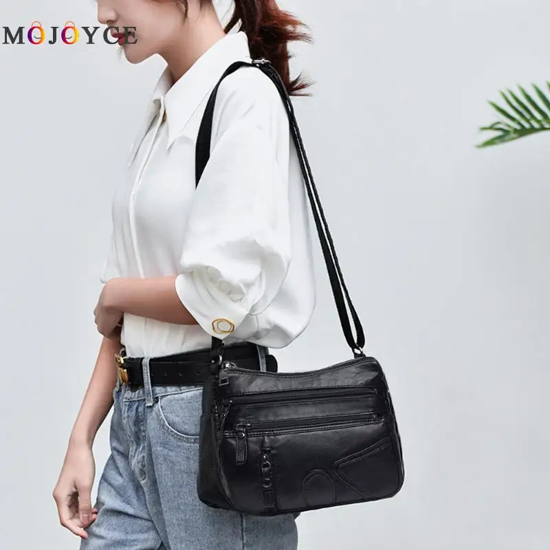 

Soft Crossbody Bags Women Fashion PU Leather Multi Layer Splicing Large Capacity Shoulder Messenger Handbag for Vacation