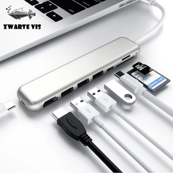 

Type-C port to HDMI HUB Network PD TF/SD card reader Type c expansion dock USB 3.0 adapter for MacBook HDMI 4.0 converter USB C