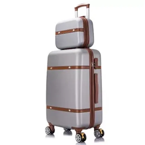 KLQDZMS 20"22"24"26inch Women Travel Luggage Set Trolley suitcase With Cosmetic Bag Women Wheeled Rolling Luggage On Wheel - Цвет: a set