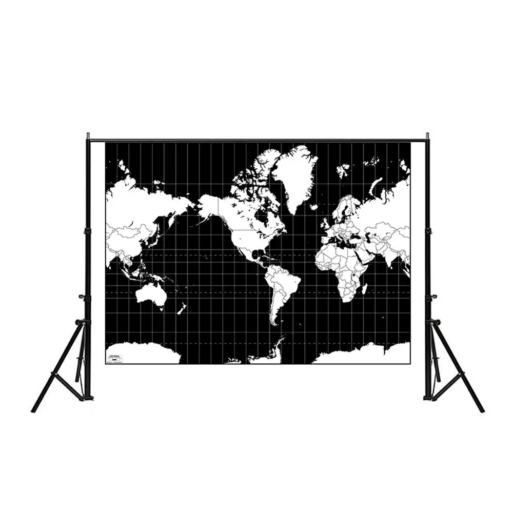 150x225cm Black and White World Map Posters and Prints Modern Wall Art Picture Canvas Painting Living room Office Home Decor