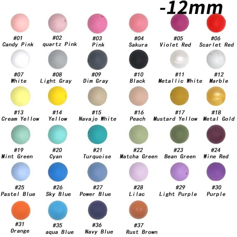 Kovict 50pcs Round Silicone Beads 12mm Baby Teether