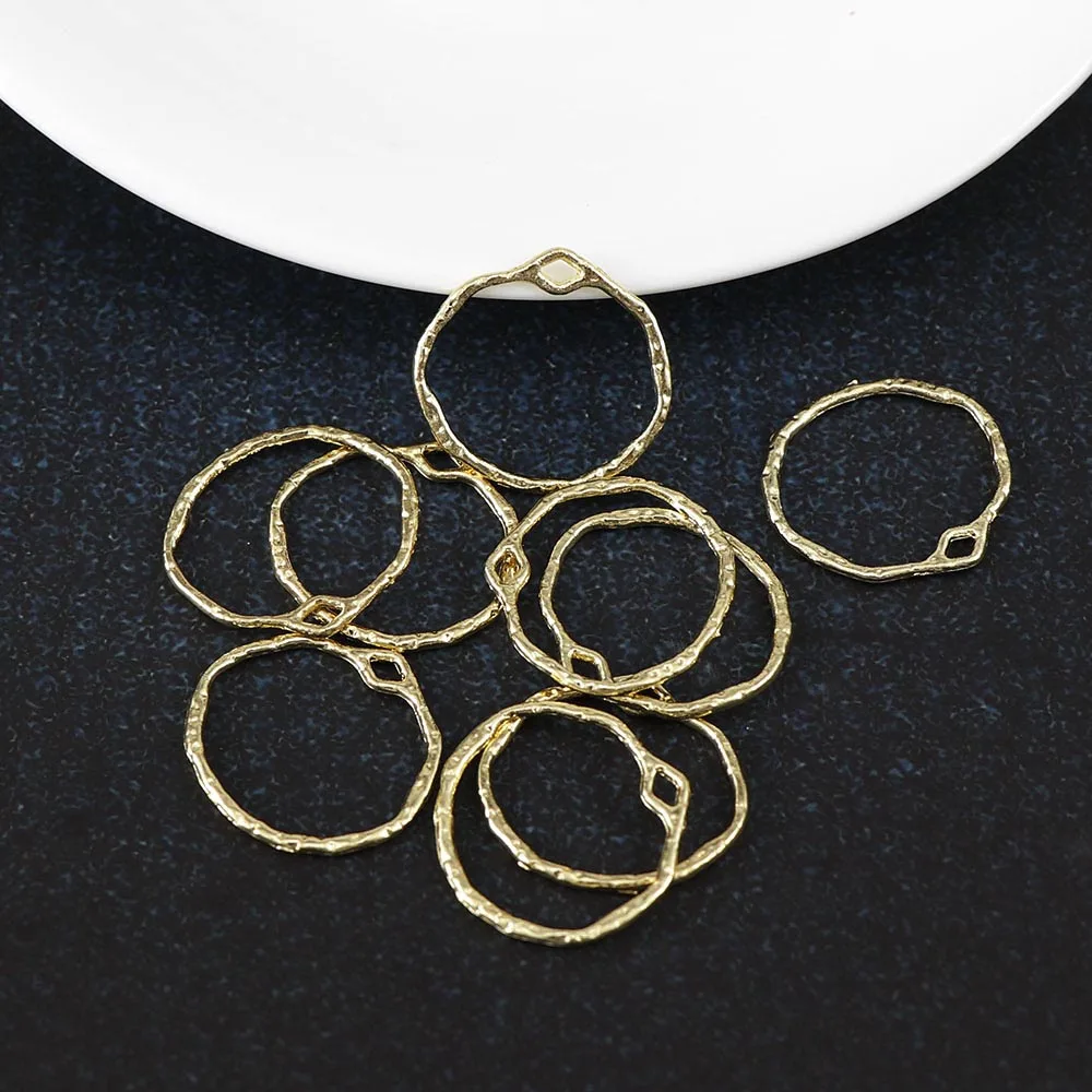 10 шт. позолоченные латунные неправильные круглые треугольные овальные замкнутые кольца для ювелирных изделий, серьги, аксессуары для поиска