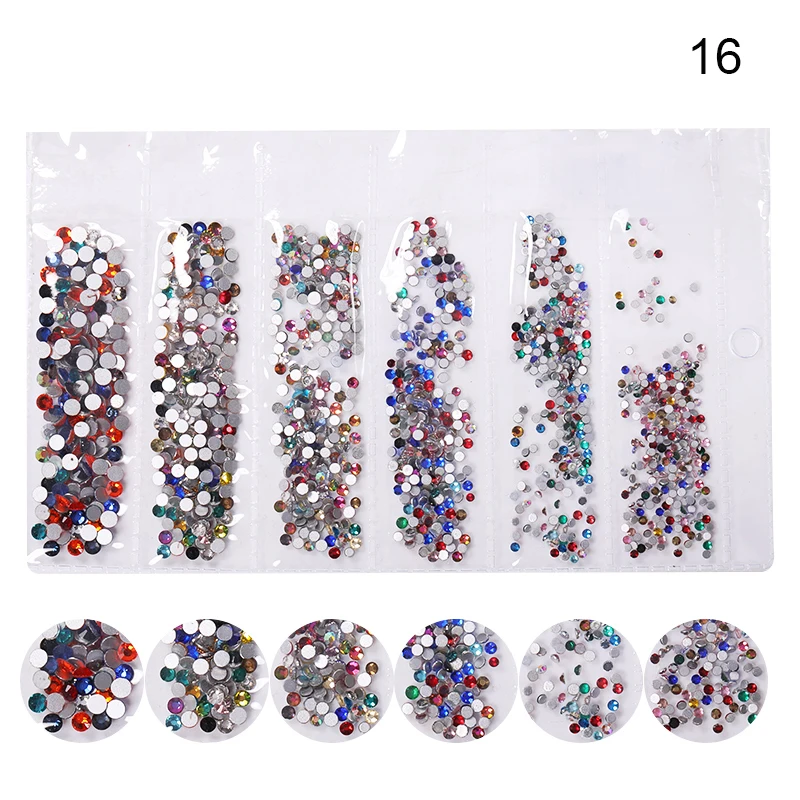 1700pcs Multi-size Glass 3D Rhinestones Set Nail Art Design Gems Nail Decorations Crystal Strass AB Stones Manicure Decorations - Цвет: 16