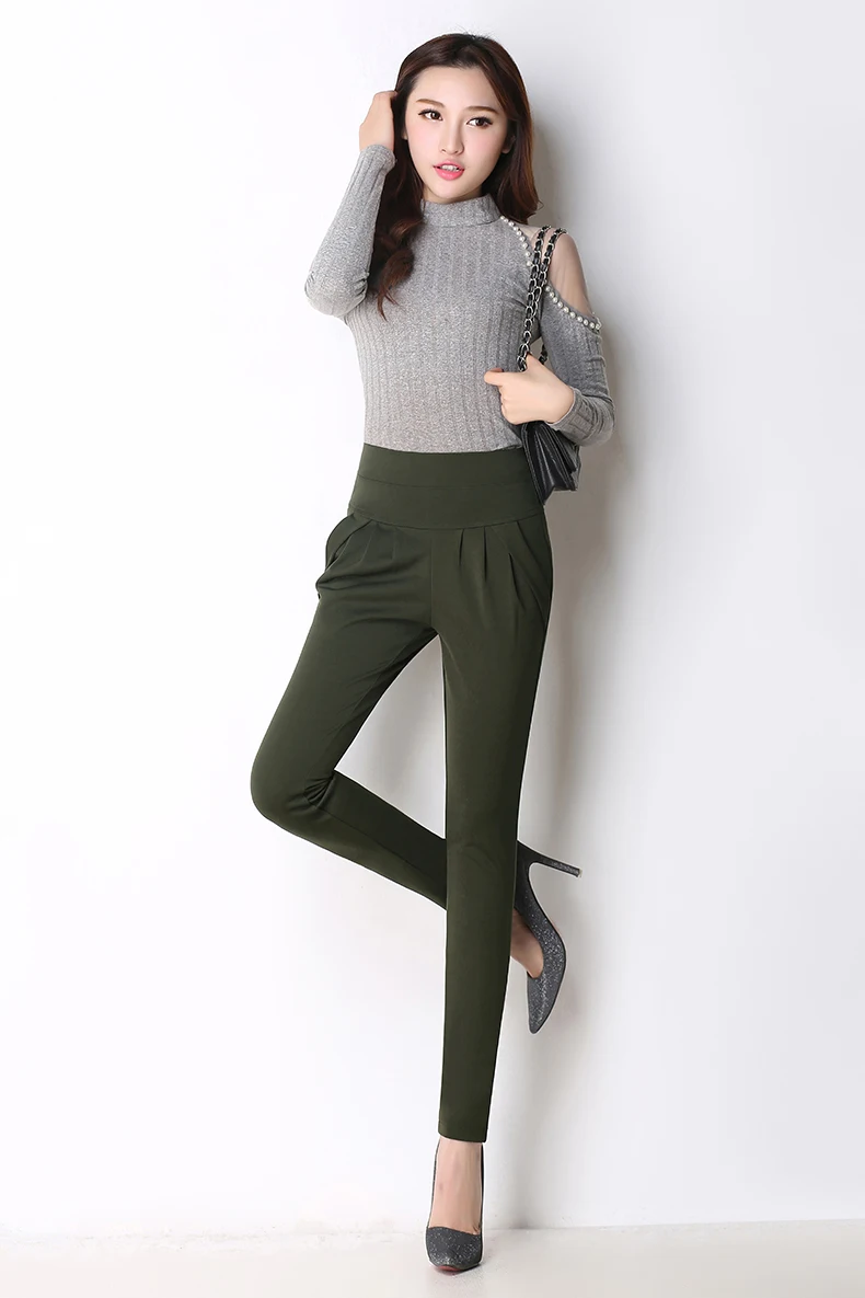 New Autumn Women Casual Loose High Waist Harem Pants Ladies Office Pants Plus Size Trousers S~4XL 5XL 6XL Blue Red Khaki Brown (3)