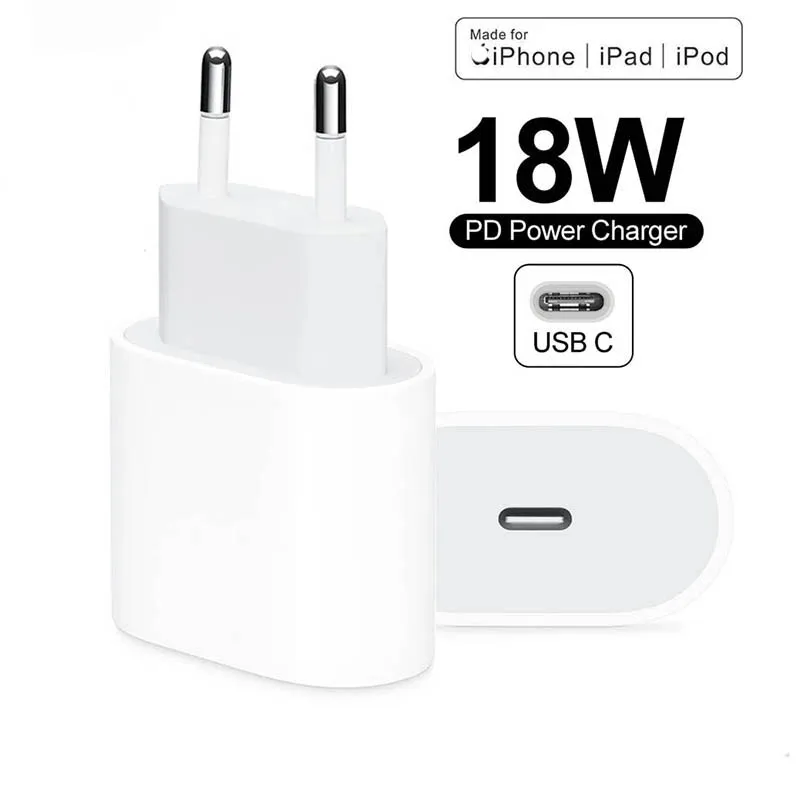 Оригинальное быстрое зарядное устройство 18 Вт USB C для iPhone 12 Pro XR X XS Max 8 Plus 11 адаптер