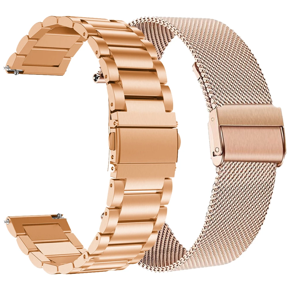 Cinturino In Metallo 18Mm Per Fossil Gen 4 Q Venture Hr/Gen 3 Q Venture Smart Watch Band Bracciale Da Donna Per Ticwatch C2 Rose Gold Correa