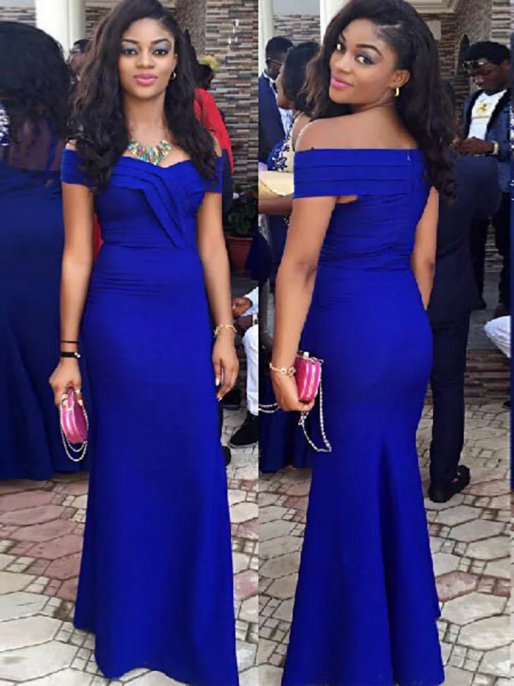 plain blue prom dress