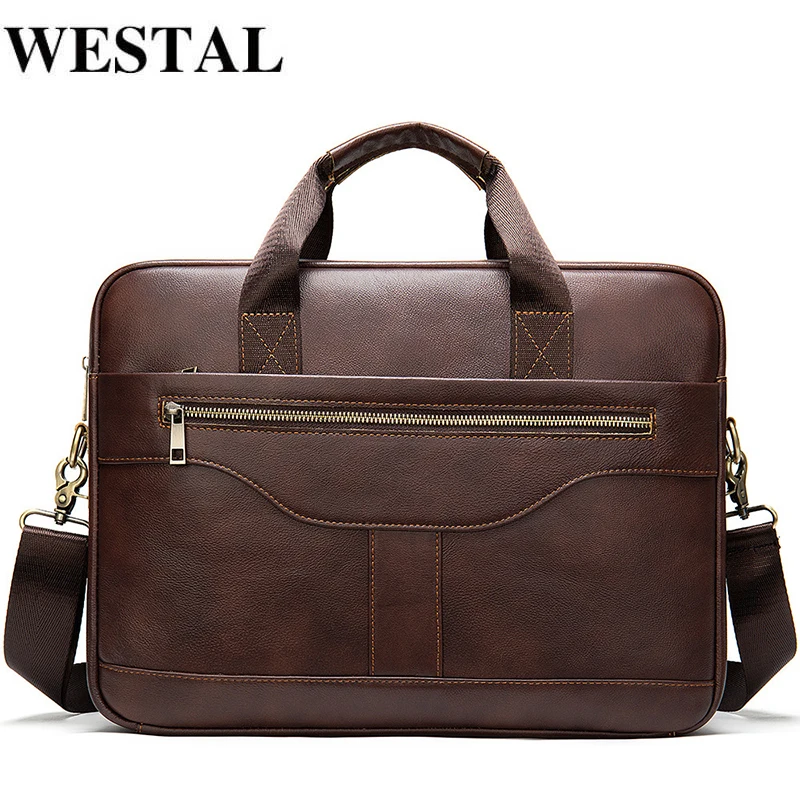 Портфель WESTAL из натуральной кожи для мужчин сумка мессенджер ноутбука в офисном