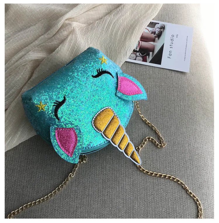 Kids Sequin Gillter Unicorn Handbag Purse Kuwaii Pink Silver Unicorn Crossbody Bags for Little Girls Mini Leather Shoulder Purse (5)
