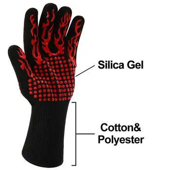 

1pair 1pair Fire Gloves High Temperature Resistant Gloves Microwave Oven Outdoor Barbecue 932F -1472F BBQ Hot Flame Proof Gloves