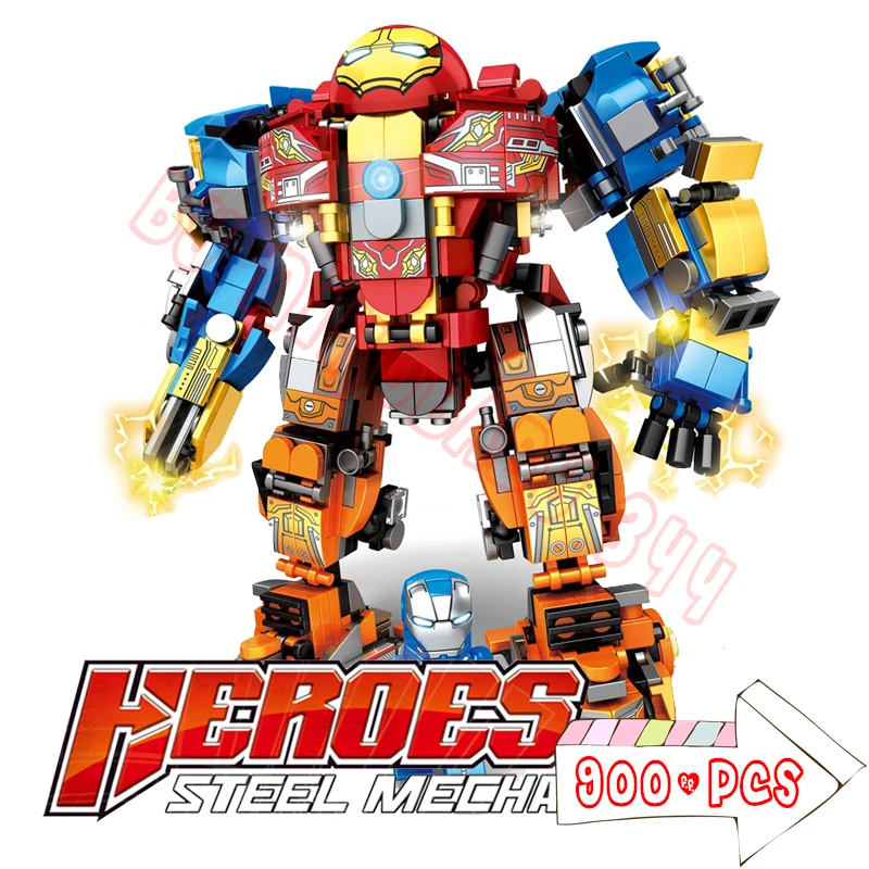 

New Iron Man Building Blocks 4 in 1 Hulkbuster War machine Boys Kids Gifts Sets Technic Toys Avenger Super Hero Superheroes
