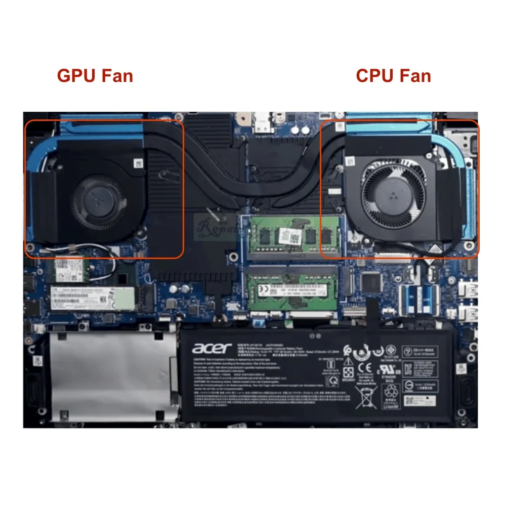 Ventilador de Refrigeração Cpu Gpu Ventiladores Radiador para Acer Predator Ph3155372xd Ph317-54-70z5 Série N20c3 23. Q7kn2.001 Dfs5k223052836 Ventiladores e resfriadores - Imagem 6