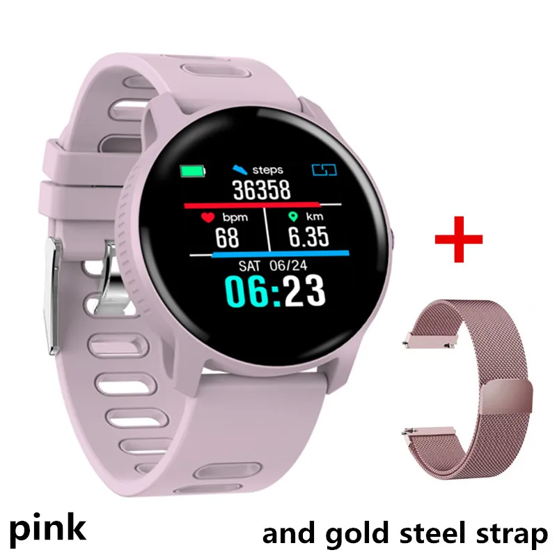 pink and steelstrap Новые умные часы S08 для занятий спортом на открытом воздухе, фитнес-трекер, несколько видов спорта, мониторинг сердечного ритма, IP68 Водонепроницаемые Смарт-часы для мужчин - Цвет: pink and steelstrap
