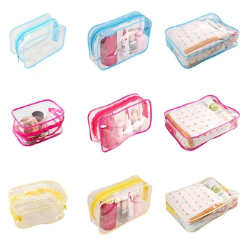 

PVC Clear Pouch Travel Bathing Toiletry Zipper Cosmetic Bag, Blue M