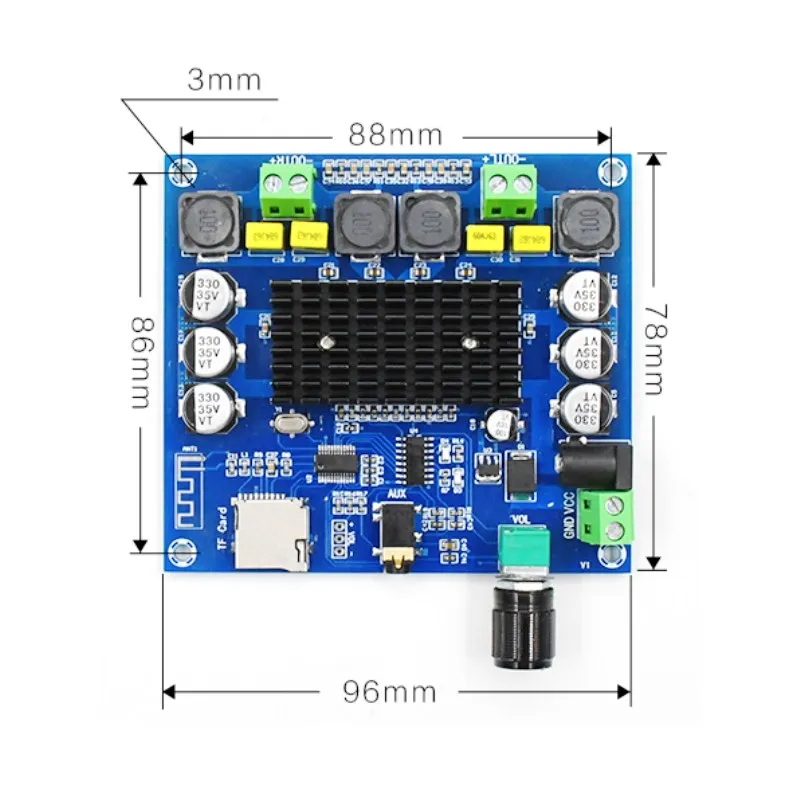 XH-A314 12V 24V Bluetooth 5,0 TPA3116 цифровой Мощность Плата усилителя 2x50 Вт стерео аудио модуль усилителя Поддержка карта TF AUX