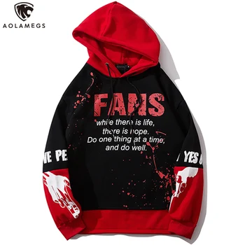 

Aolamegs Hoodies Men Hip Hop Style Hooded Men Pullover All-match Funny Letter Print Tops High Street Couple Sweatshirt Autumn