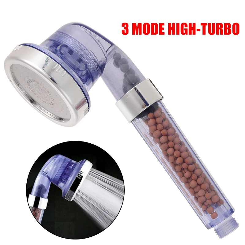 

3 Mode Adjustable High Pressure Shower Head Filtered Lonic Stone Stream Water Saving Anion Improving Health Shower Head