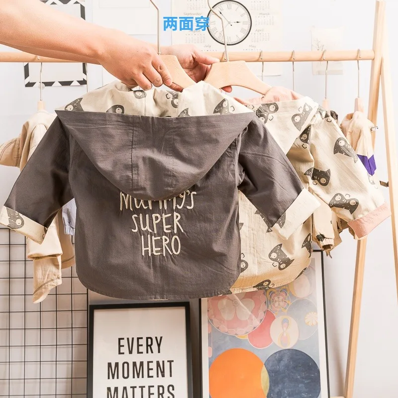 

Baby Trench Coat Autumn Clothing 2019 New Style Women's Small CHILDREN'S Korean-style BOY'S Cartoon Reversible Western Style Spr