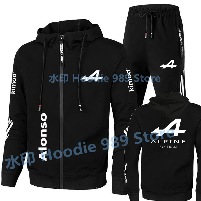 2022Spring Formula One Racer Alonso F1 Alpine team Racing Fans zipper hoodies tracksuit men's sets clothes+trousers Sweatshirt mens sweatsuits sets Men's Sets