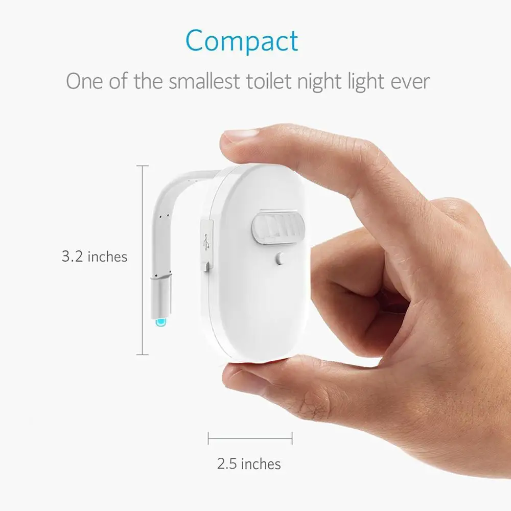 Waterproof USB Rechargeable Backlight For Toilet Bowl With Motion Sensor 12 Colors Activated Bathroom Toilet Bowl Night Light