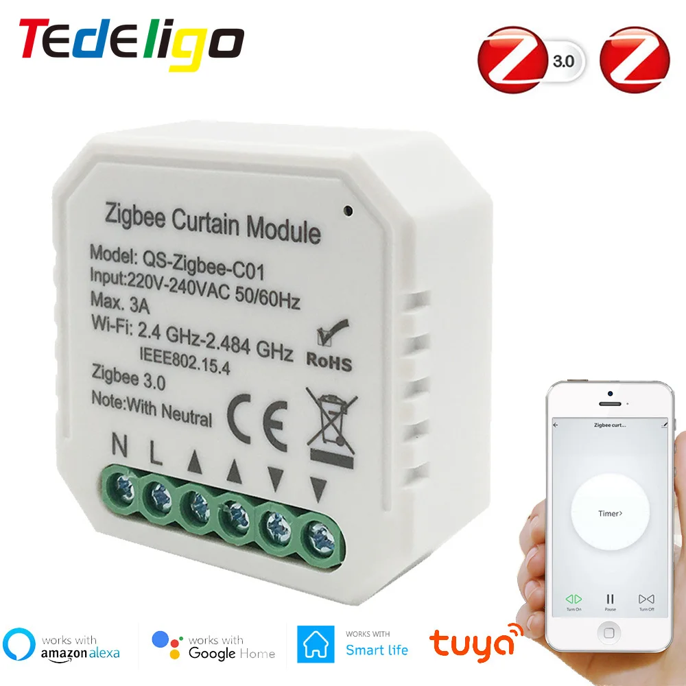 Tuya Zigbee Roller Shutter Blind Schalter Smart Leben Vorhang Schalter Für Home Automation Smart Home Voice Control Google Home Alexa