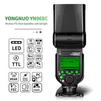 

YONGNUO YN968N/C HSS Speedlite with LED Light Flash Speedlite for Canon Nikon DSLR Compatible with YN622N/C YN560 Wireless TTL
